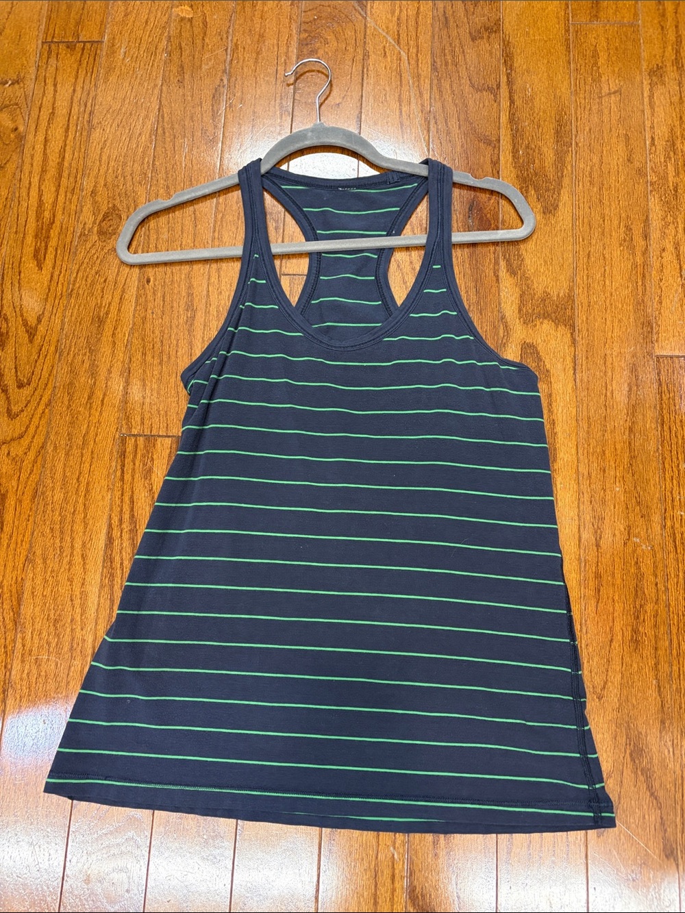 306. Lululemon racerback tank Inkwell Green Bean Slalom Stripe 15” PTP size 8